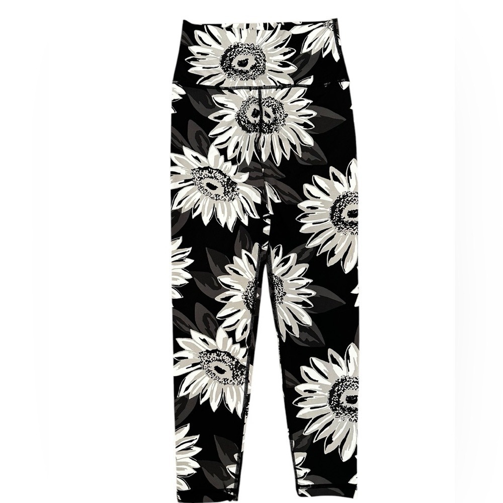 Aerie Chill. Play. Move.β Black & White Sunflower High Waisted Leggings Small